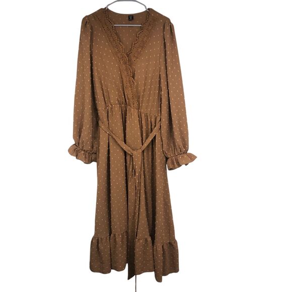 Women’s Plus SZ Cottagecore, Prairiecore Swiss Dot Long-sleeved Maxi Dress SZ 2X - Picture 2 of 10